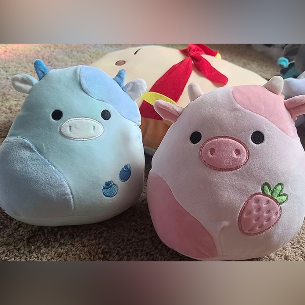 Rare Strawberry Cow Plush Stuffed Animal Cow Plush Pillow Toys, 9”